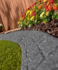 Rubberific 4-ft Gray Rubber Landscape Edging Section -Landscaping Online Outlet 16707658