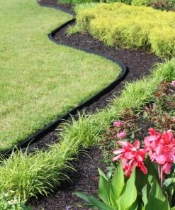 Rubberific 4-ft Black Rubber Landscape Edging Section -Landscaping Online Outlet 42245088